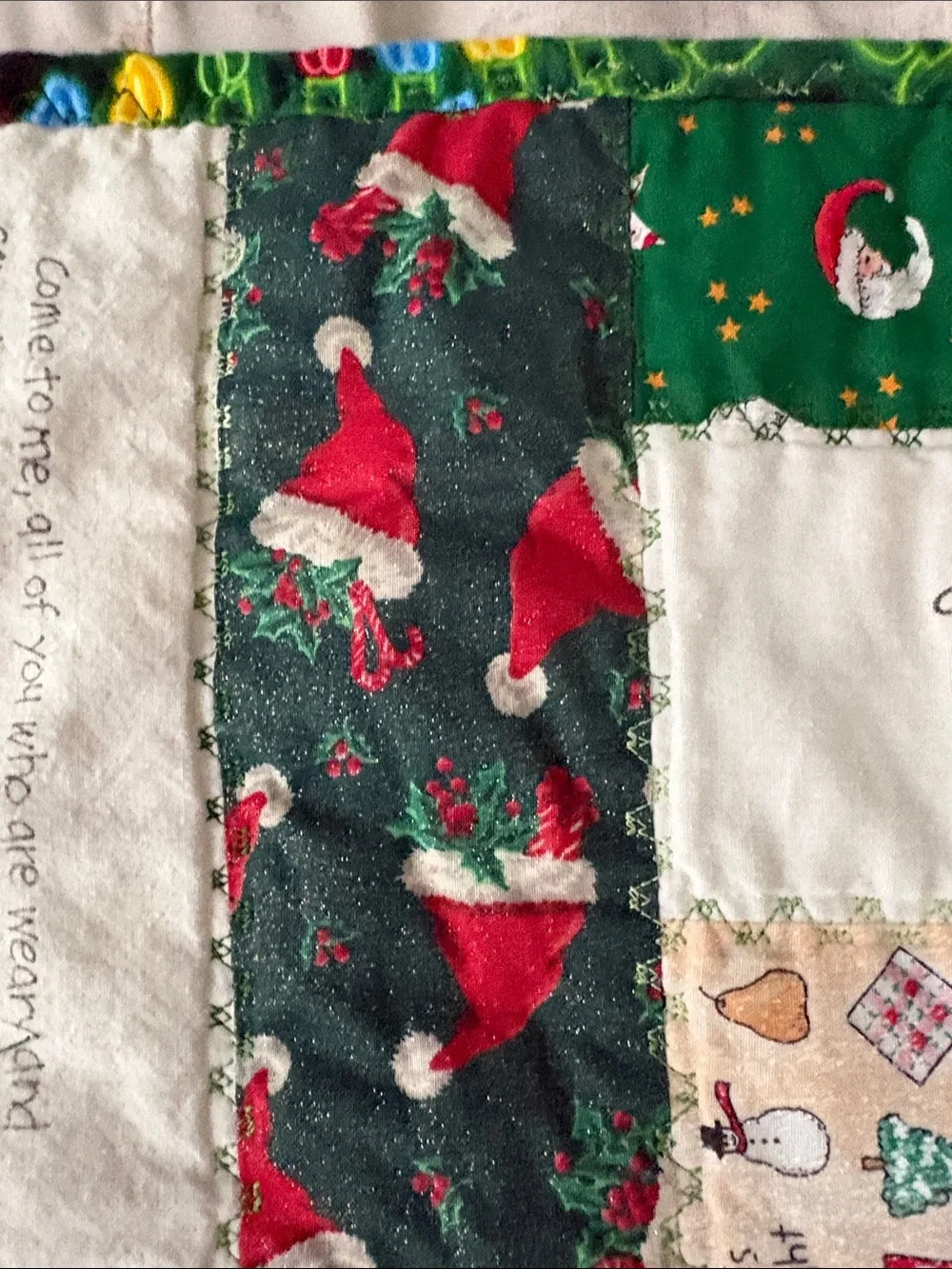 Child’s Reversible Christmas Quilt. Size 55”X 40”.